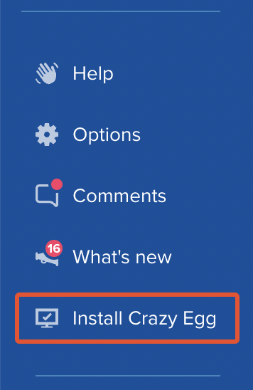 install crazy egg menu